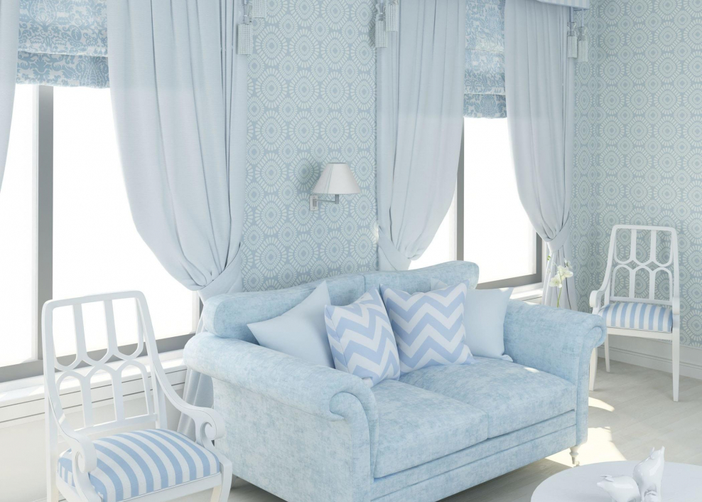 Холодные пастельные тона в интерьере