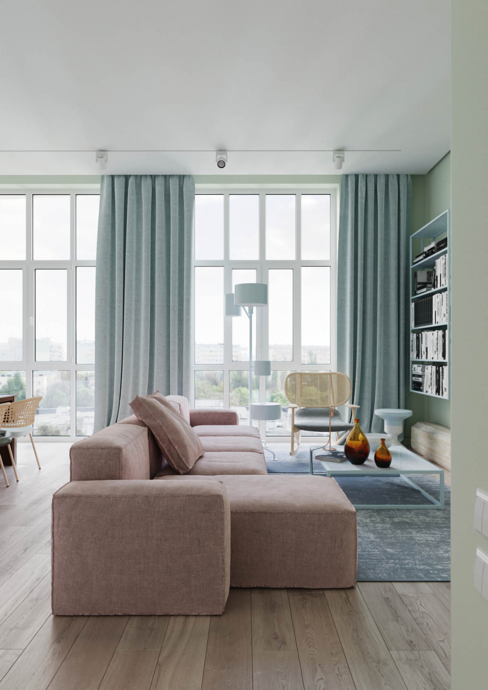 Интерьер гостиной в пастельных тонах