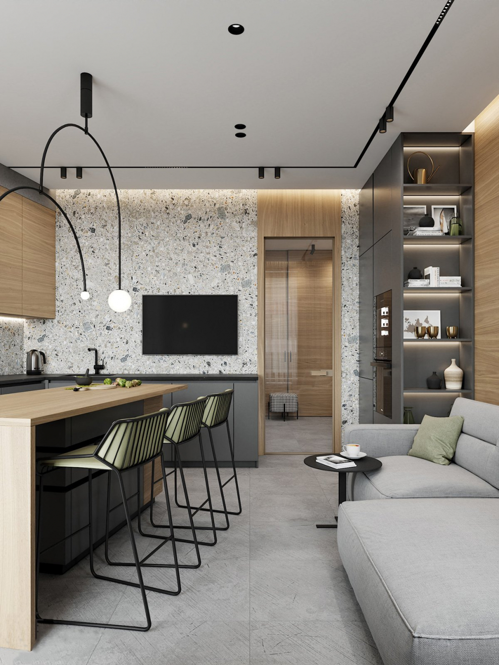 Кухня гостиная Минимализм