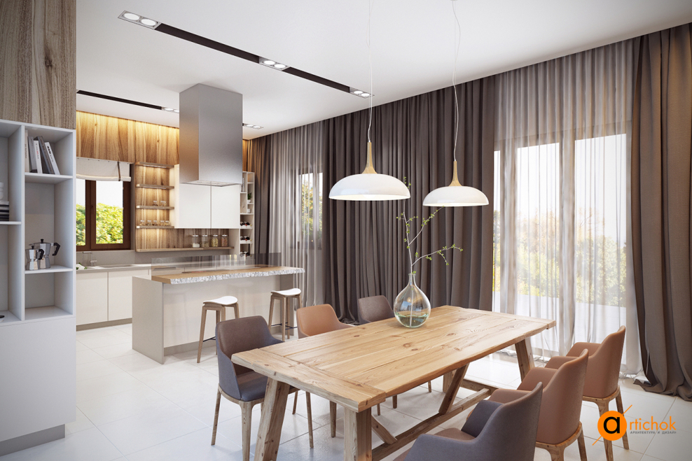 Гостиная столовая в скандинавском стиле