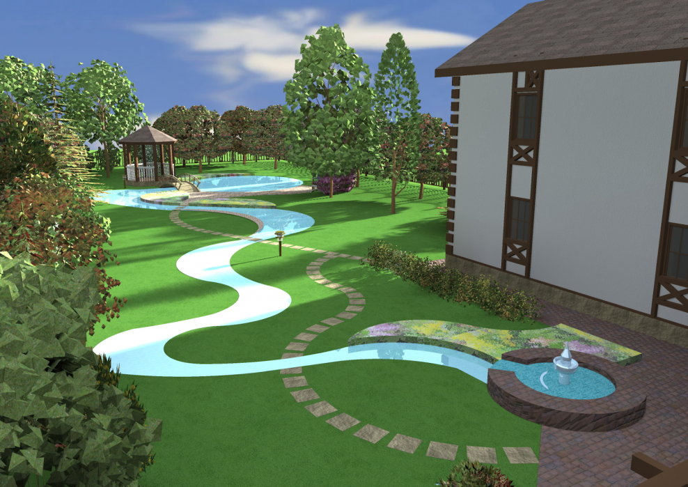 Ландшафтный проект участка Sketchup