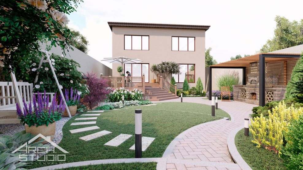 Современная планировка участка