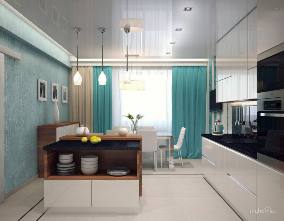 Кухни мятного цвета в современном стиле