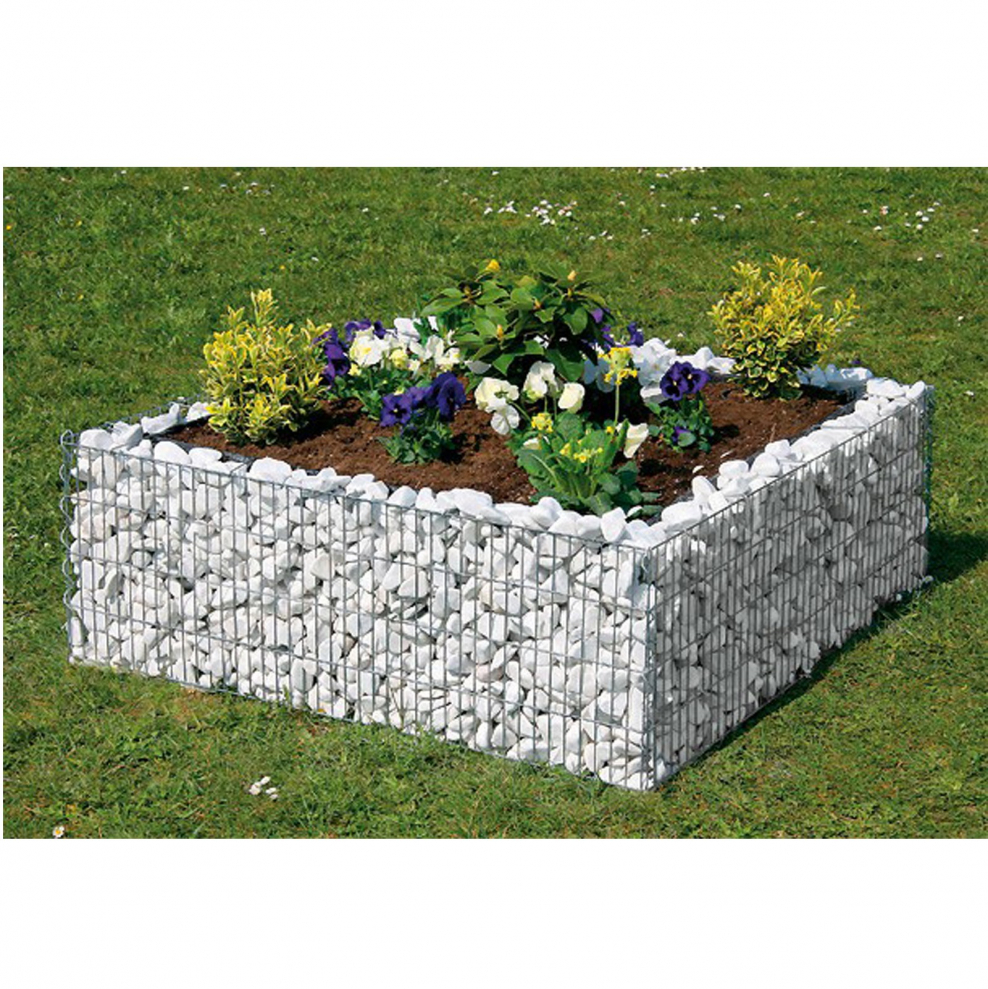 Клумбы для цветов из камней и сетки