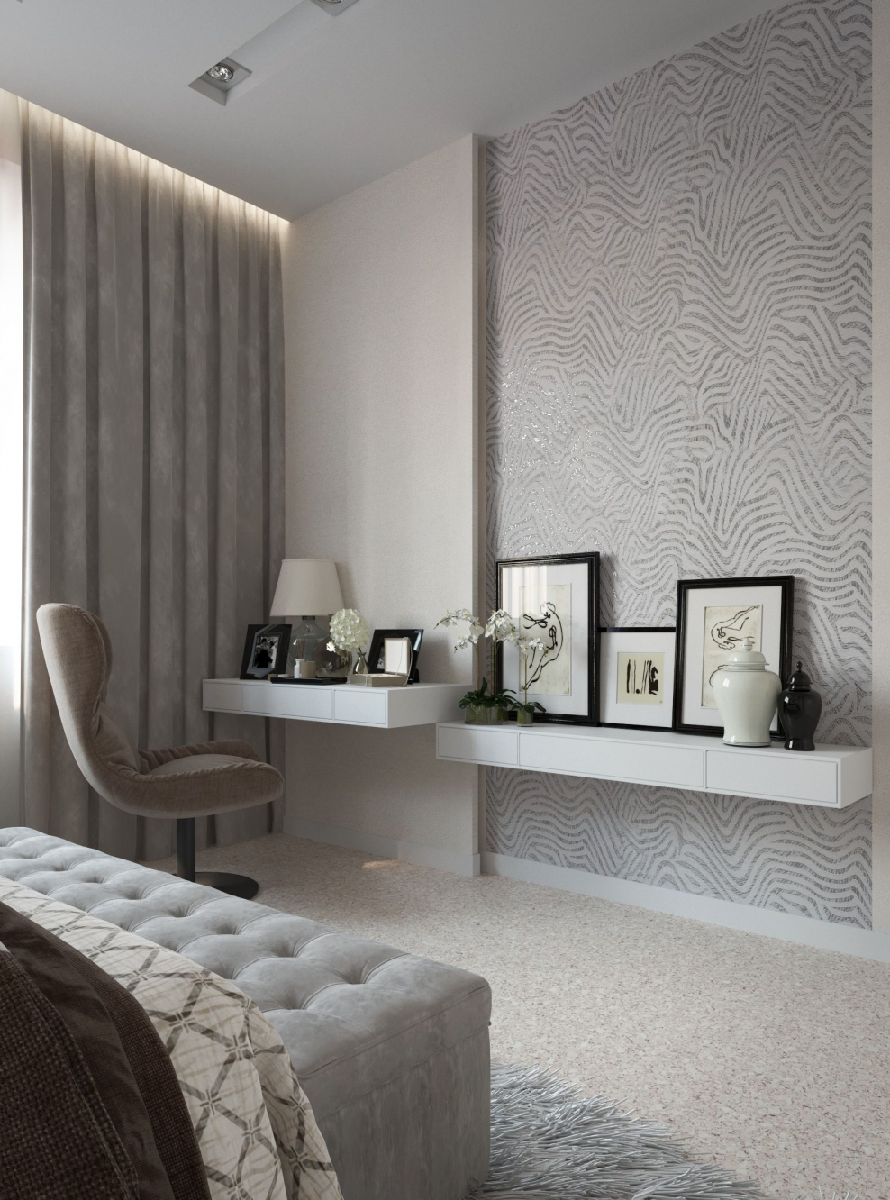 Светло серые обои в интерьере