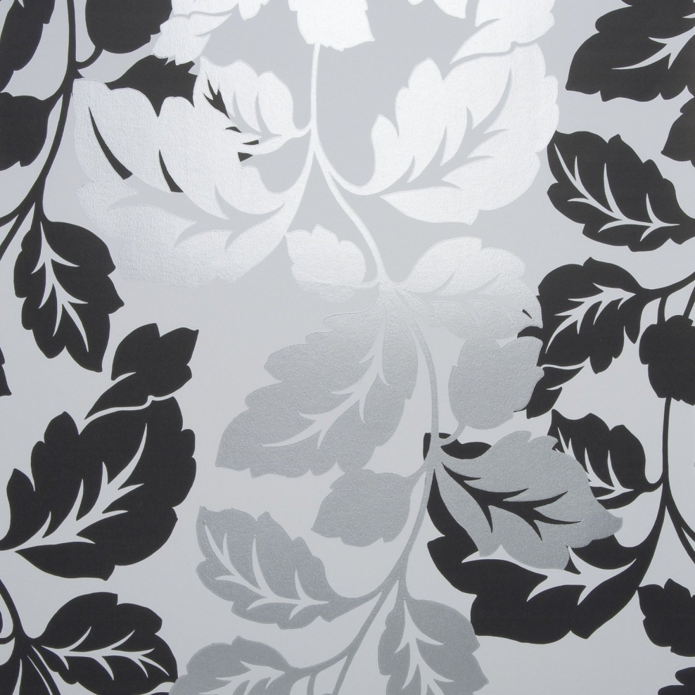 Обои для стен белые с черным рисунком