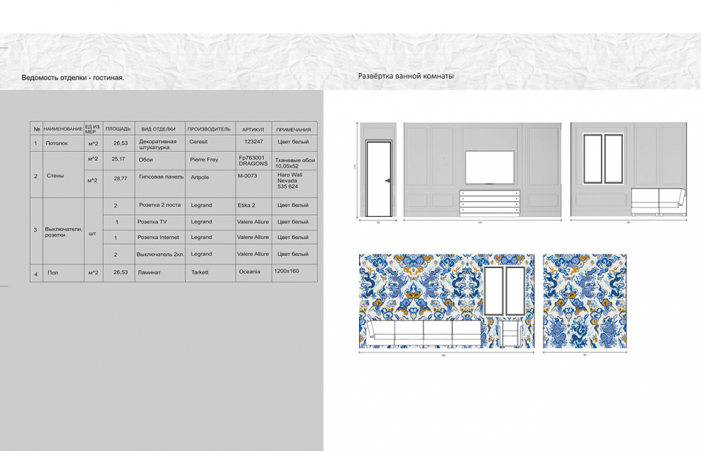 Развертка кухни линейной 4000мм