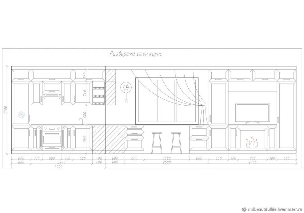 Развертка кухни чертеж