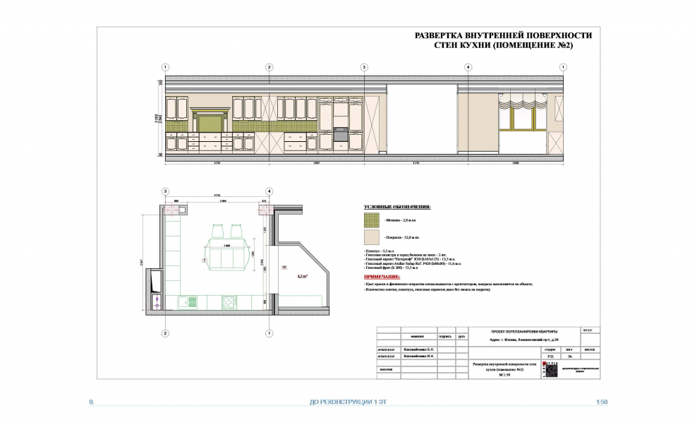 Развертки внутренних стен