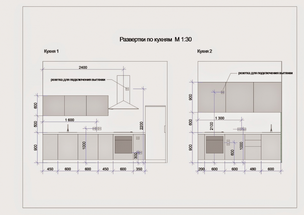 Развертка кухонного оборудования