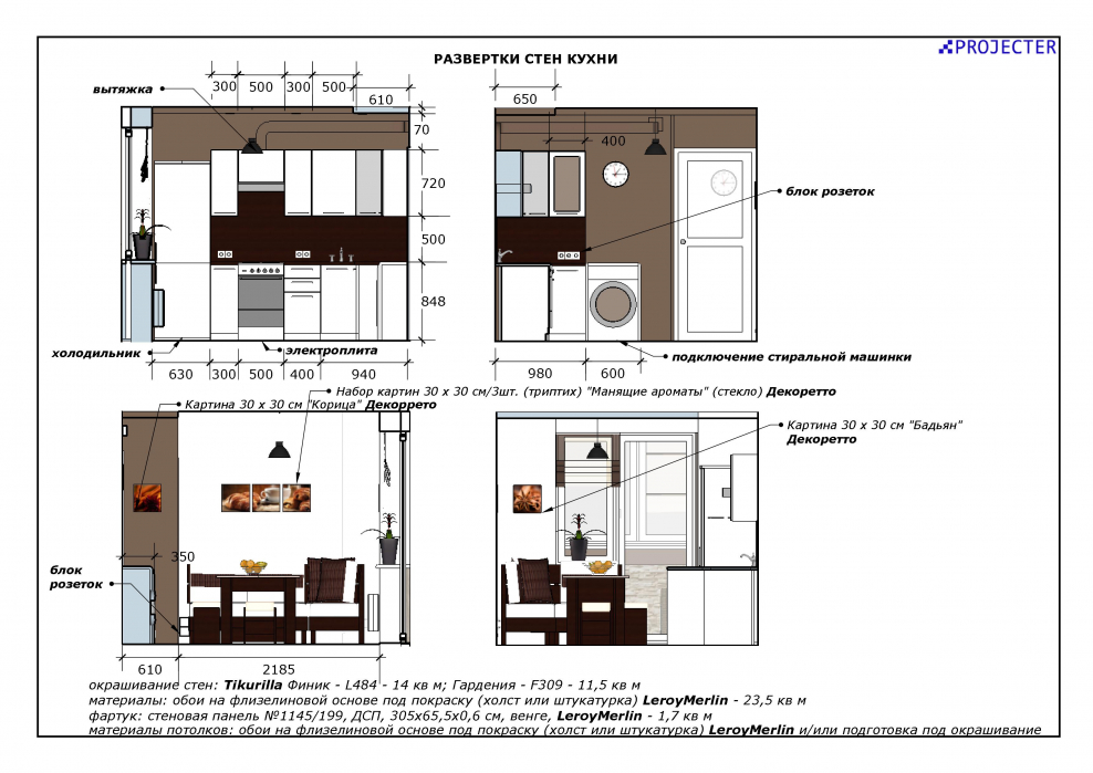 План покрытия стен