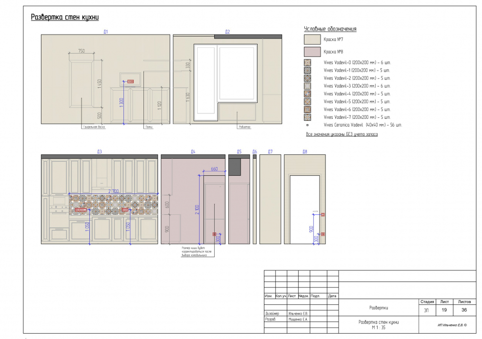 Развертка кухни чертеж