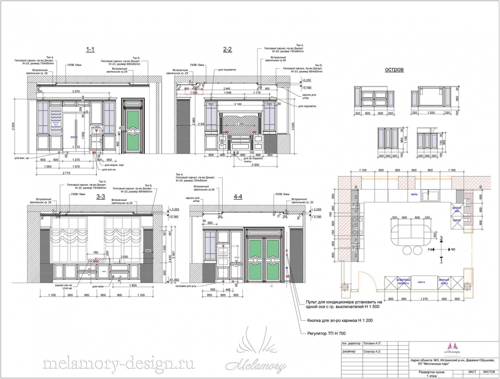 Схема размещения молдингов на стенах