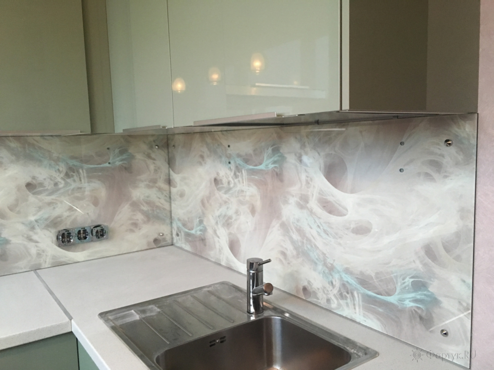 Стеклянный фартук мрамор