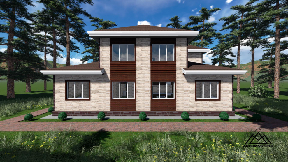 Двухэтажный каркасный дом на 2 семьи