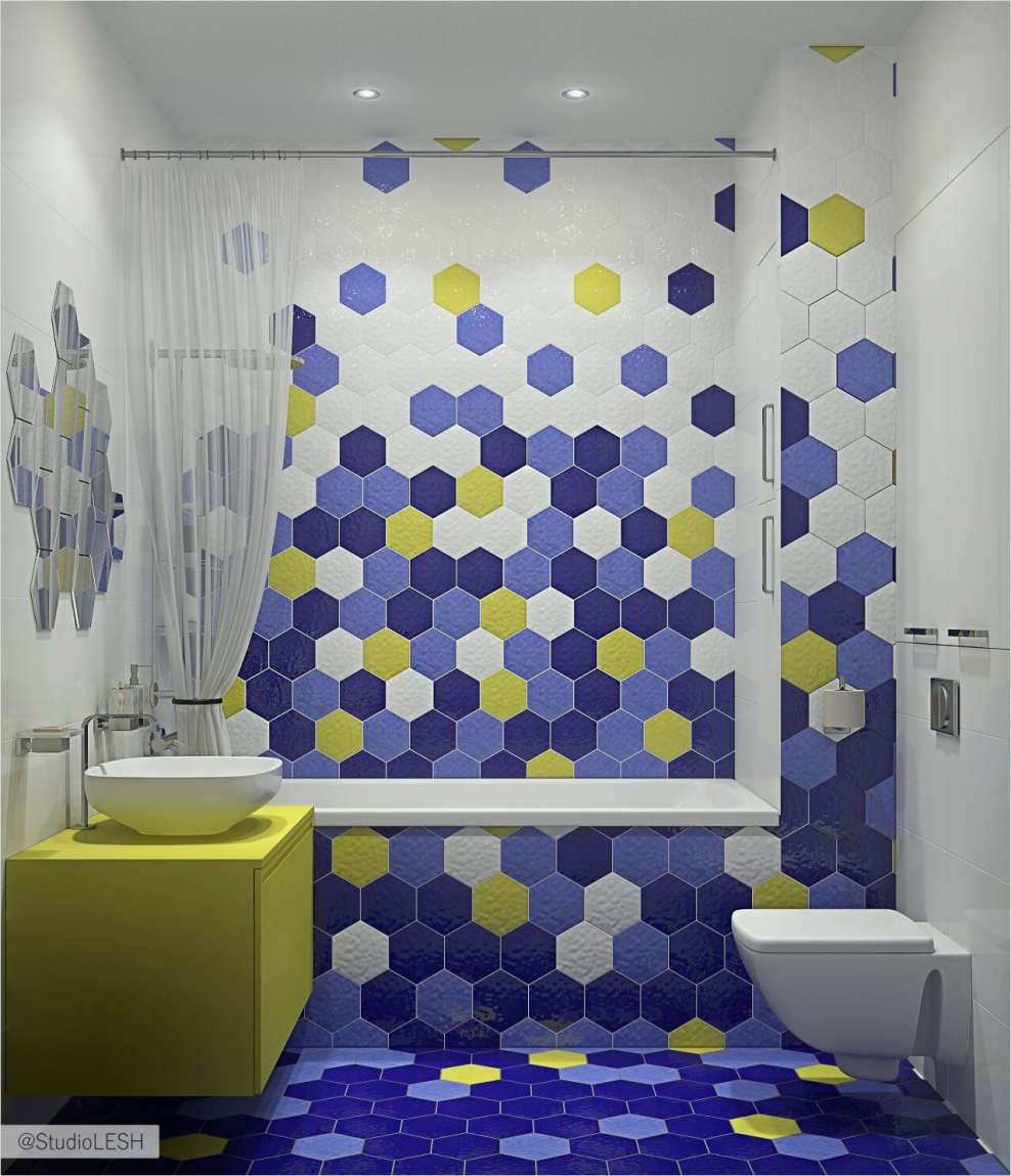 Цветная плитка в ванную комнату