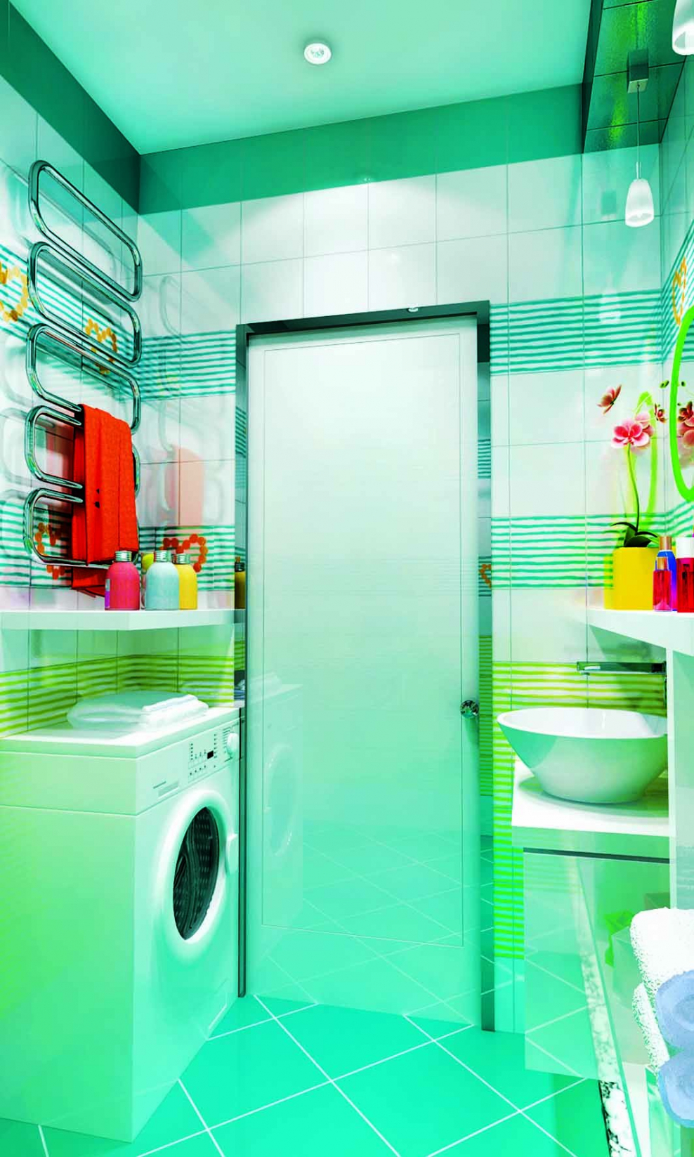 Яркая стильная ванная комната