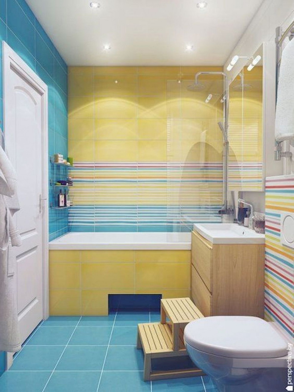 Яркая ванная комната 5 кв