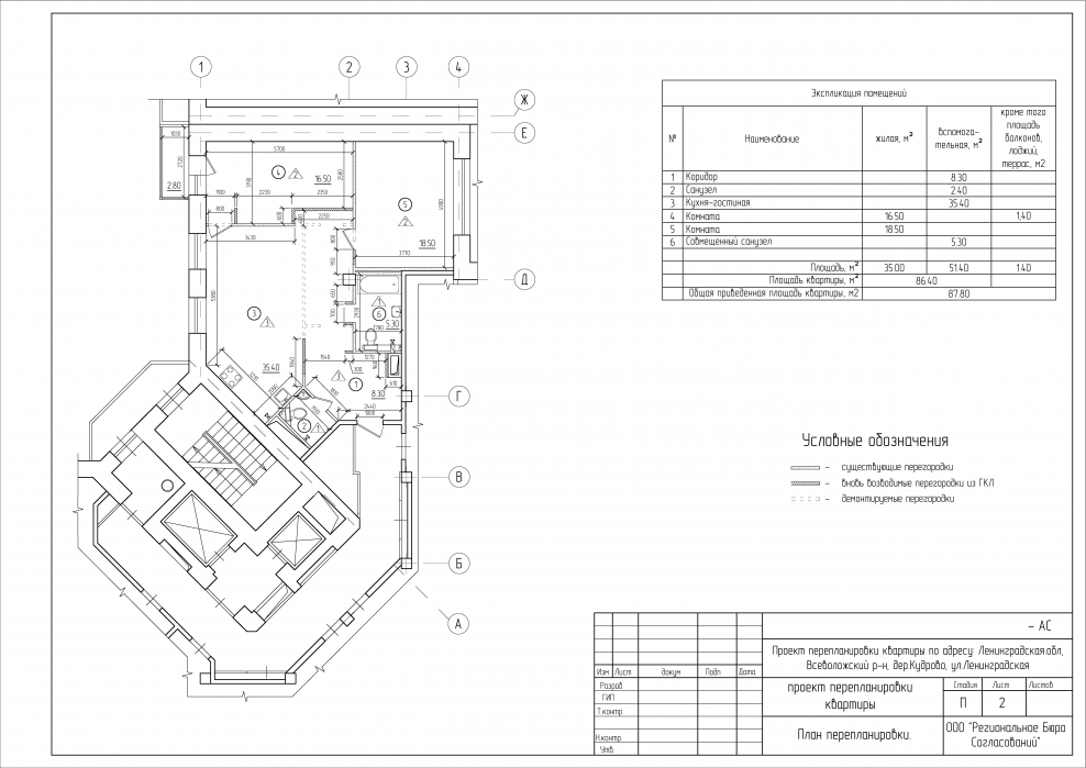 Чертеж для согласования перепланировки квартиры