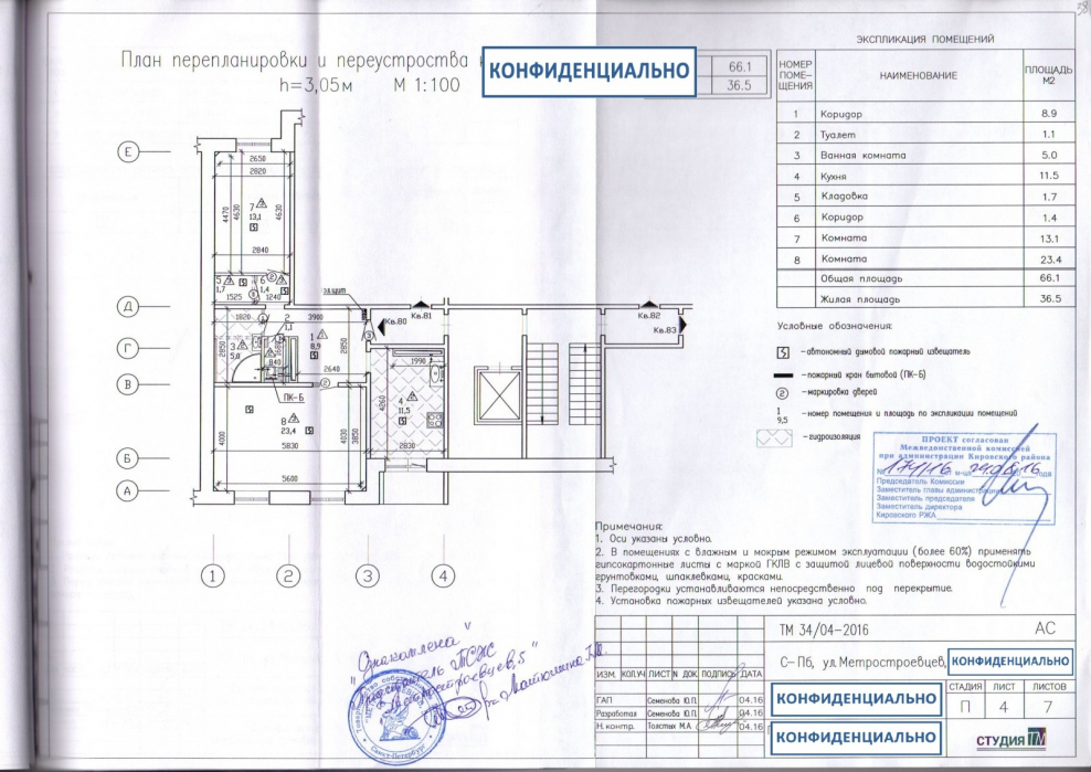 Проект перепланировки на согласование