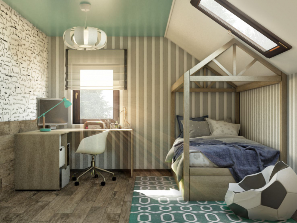 Комната для мальчика на мансарде
