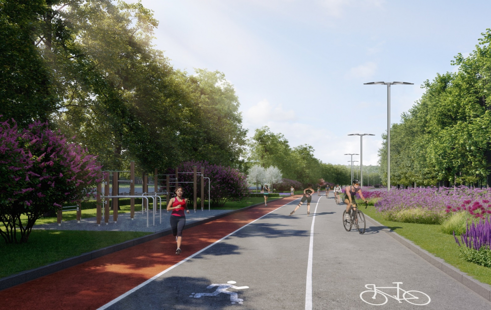 Лужники набережная Озеленение