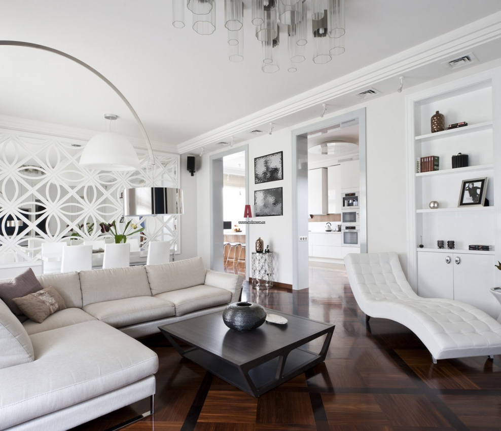 Гостиная в скандинавском стиле с лоджией