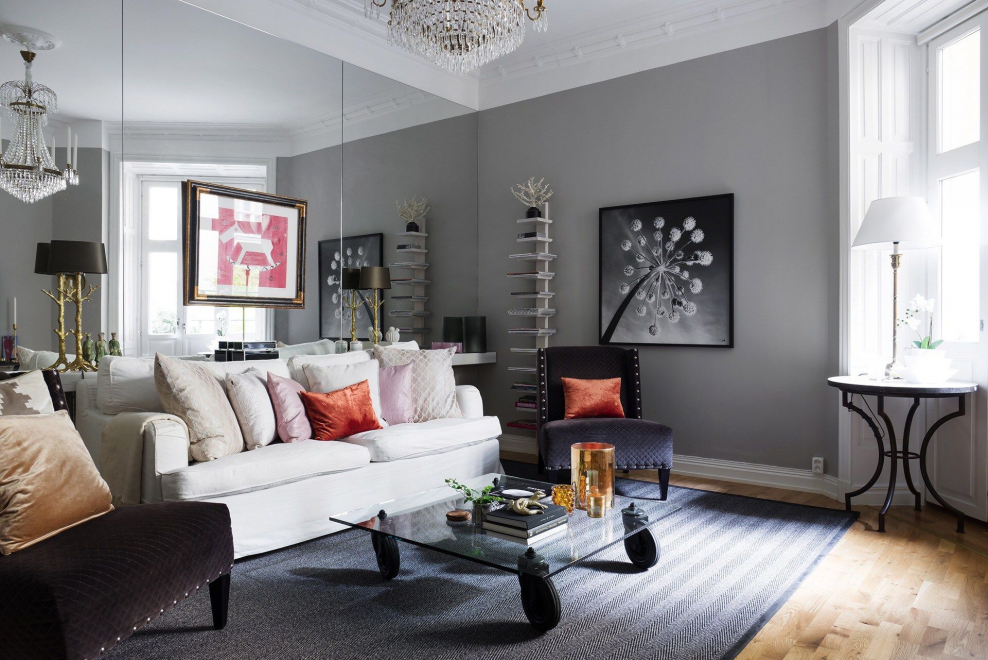 Освещение гостиной в скандинавском стиле