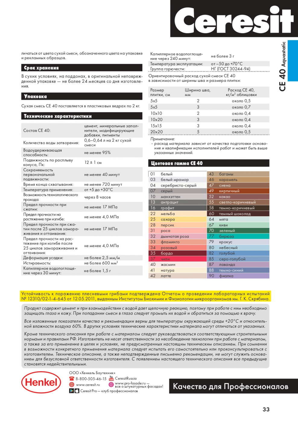 Затирка Ceresit ce 40