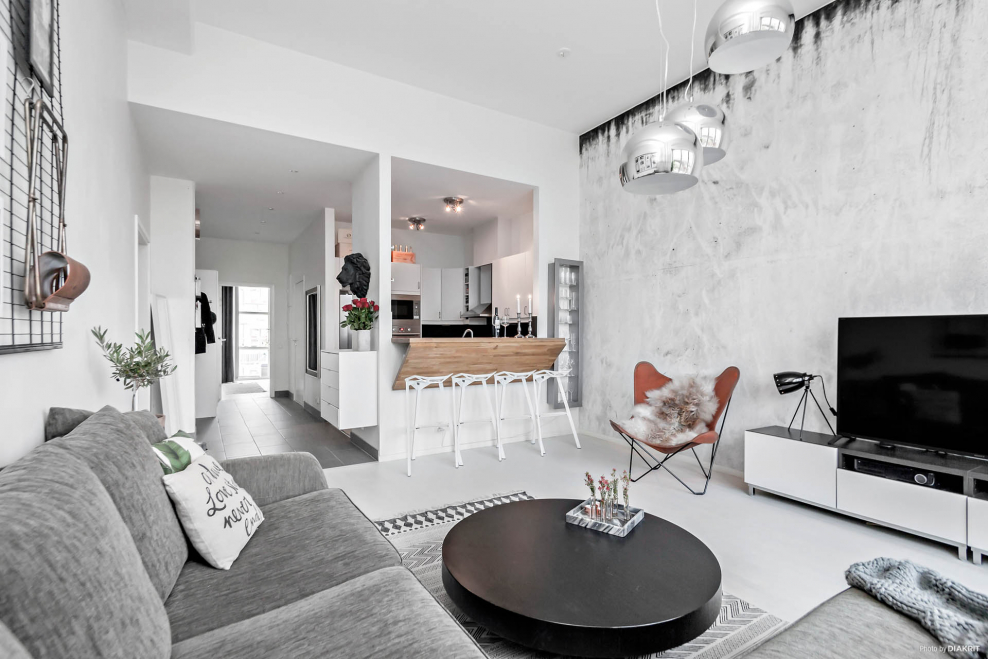 Сканди гостиная интерьер