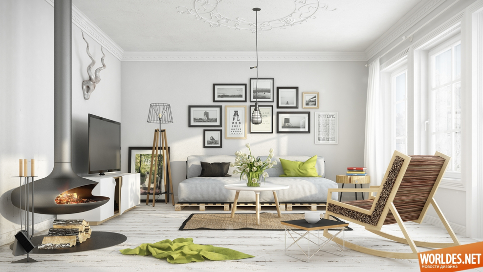 Скандинавский интерьер визуализация