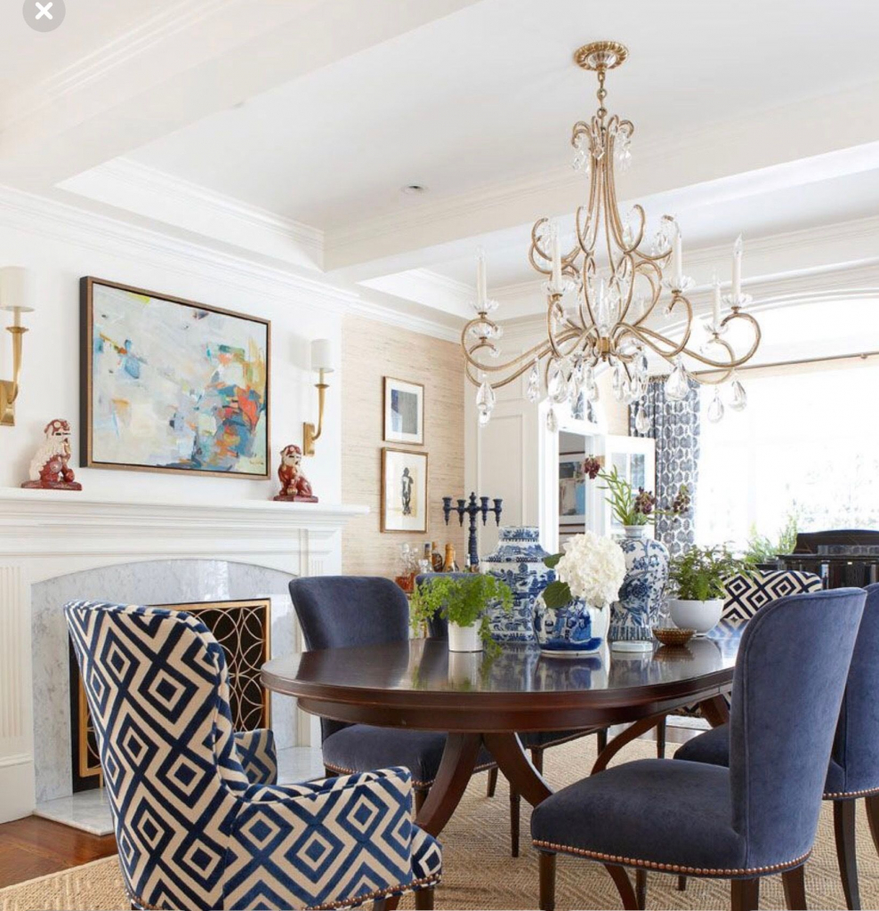 Синяя кухня гостиная