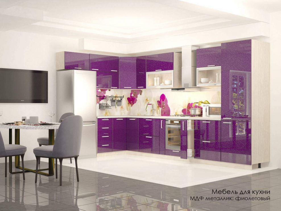 Лиловый кухонный гарнитур