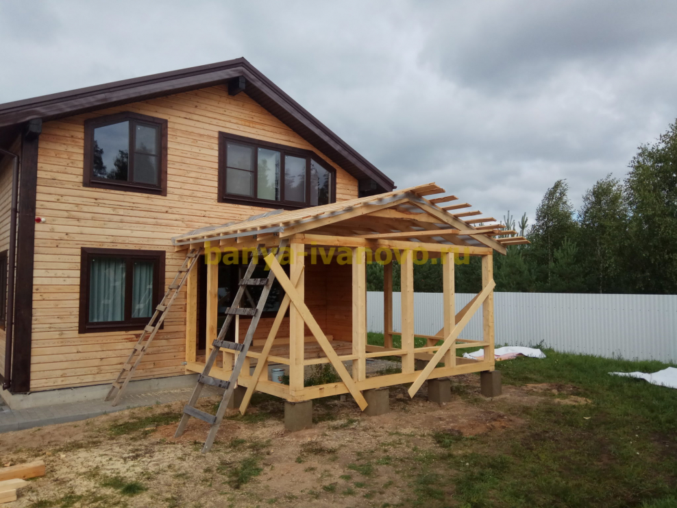 Пристройка террасы к дачному дому