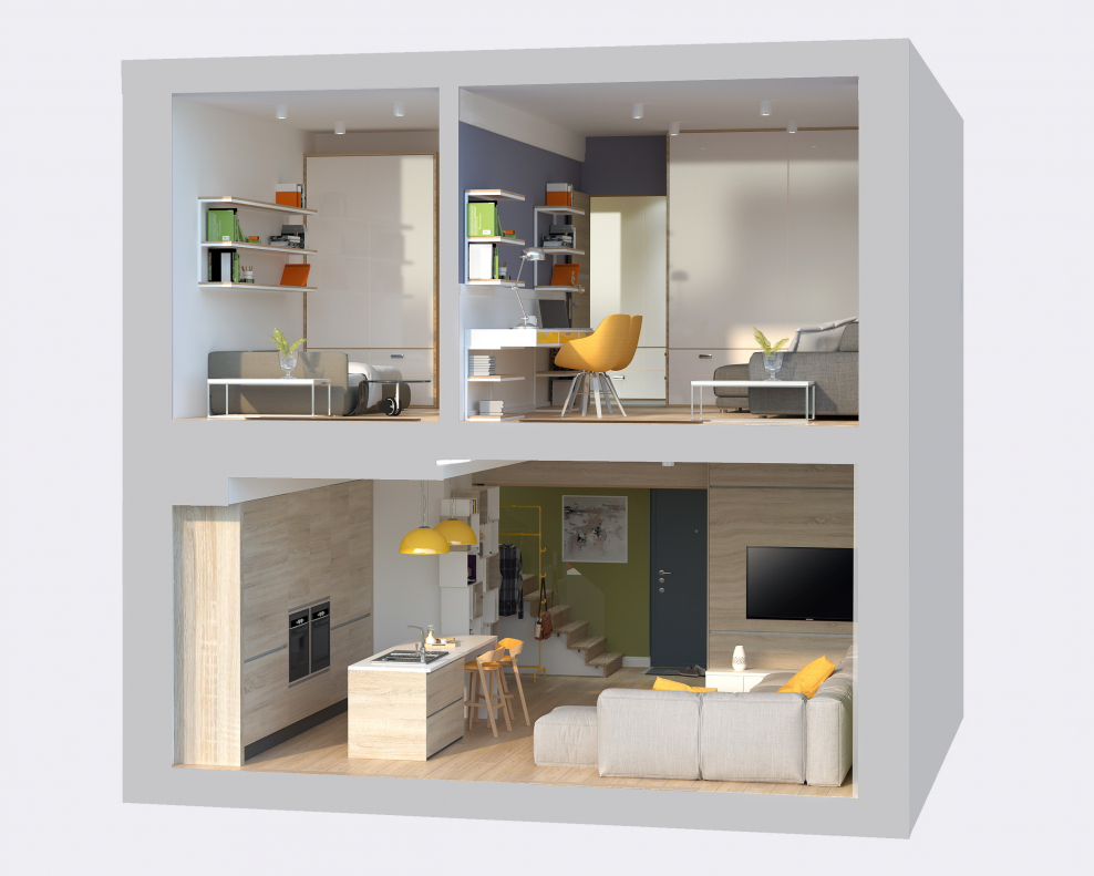 Интерьер в разрезе