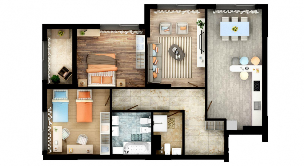 Трехкомнатная квартира вид сверху