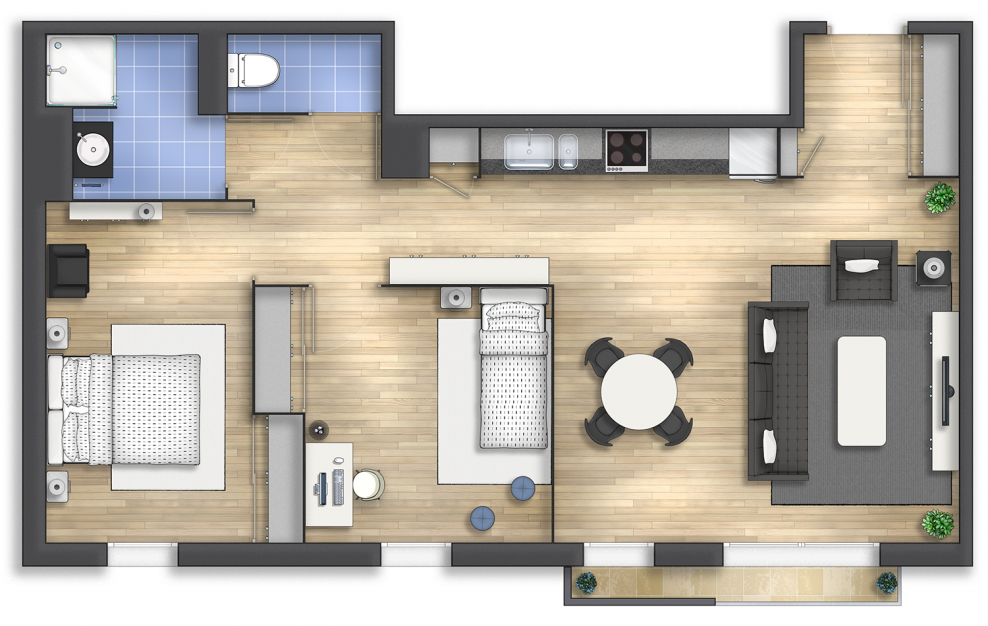 План дома вид сверху с мебелью
