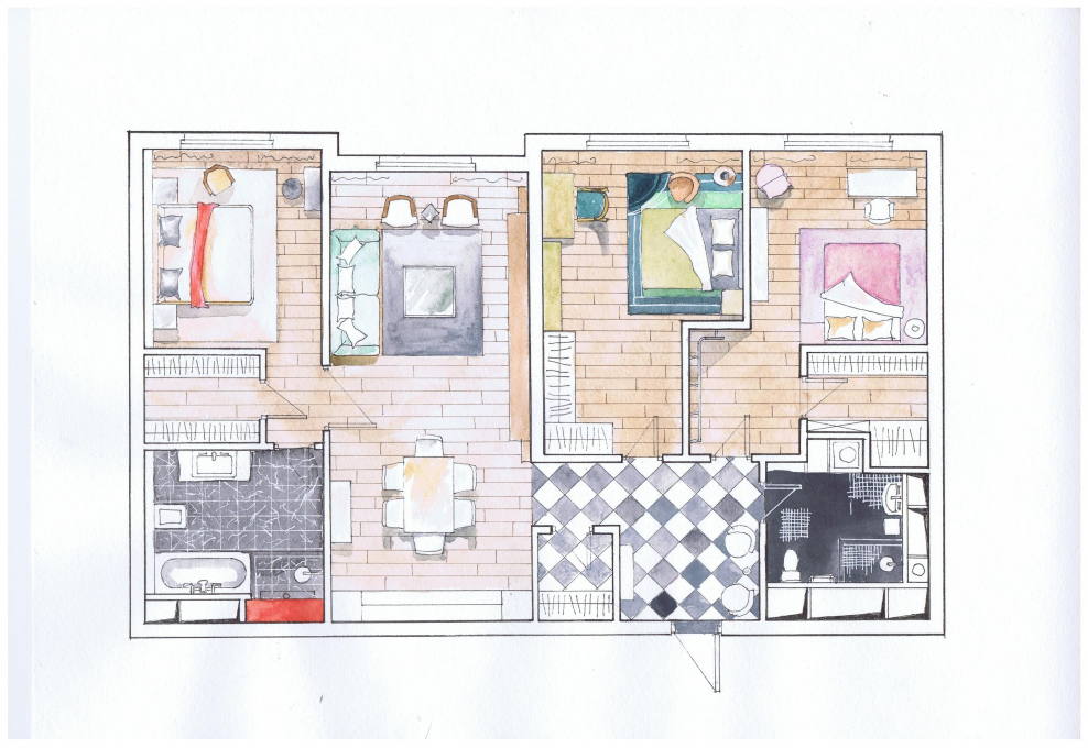 Двухкомнатная квартира вид сверху