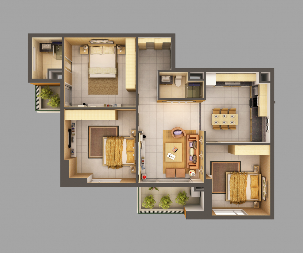 Проект двухкомнатной квартиры сверху