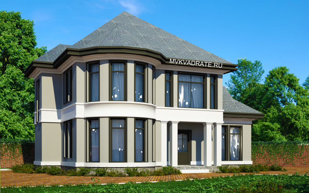 Двухэтажный коттедж с эркером