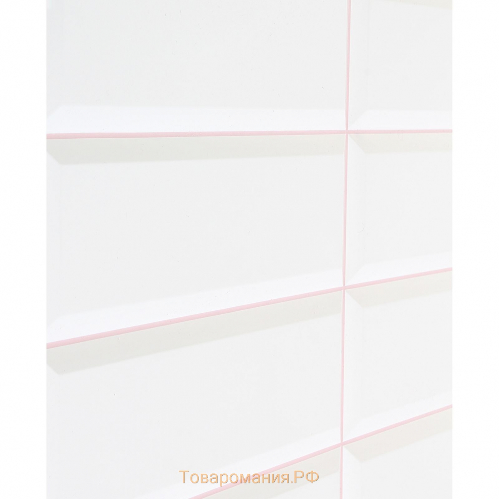 Панель ПВХ плитка белая розовый шов 955*480мм