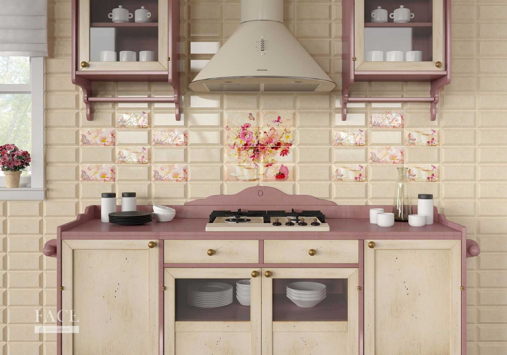 Кафель для фартука кухни в прованском стиле