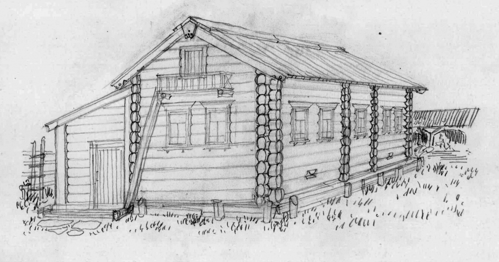 Русская изба рисунок