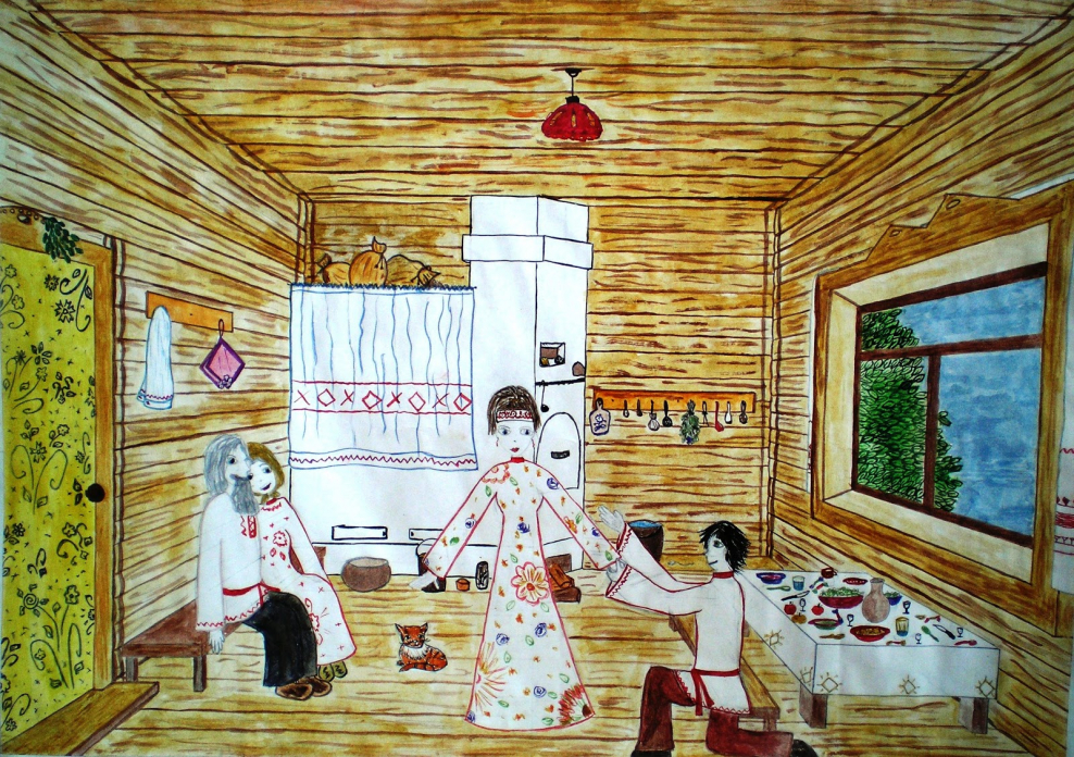 Внутреннее убранство Чувашской избы