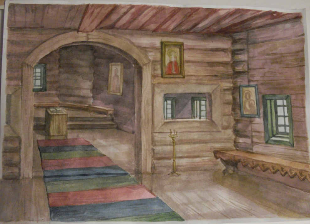Иллюстрации внутреннего убранства избы