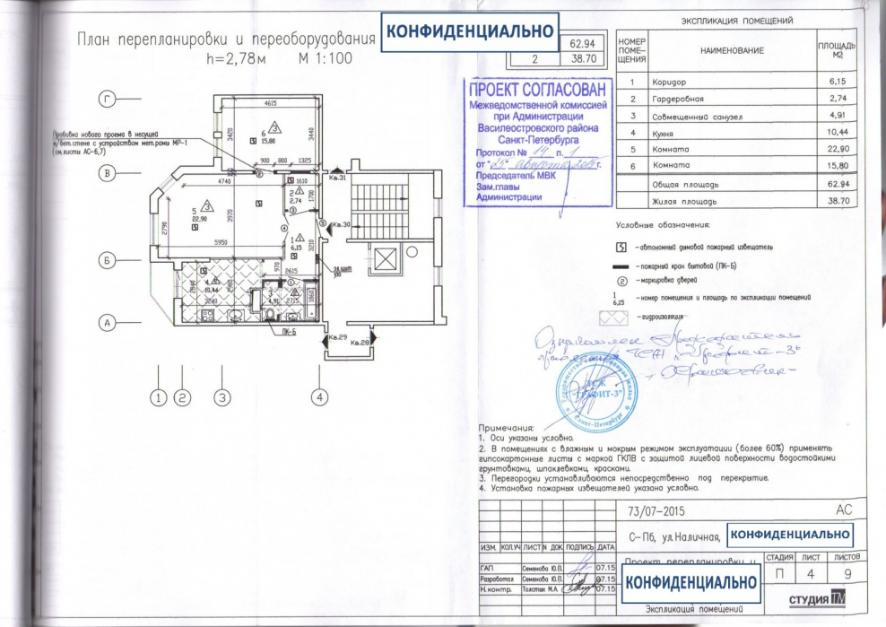 Проект перепланировки образец