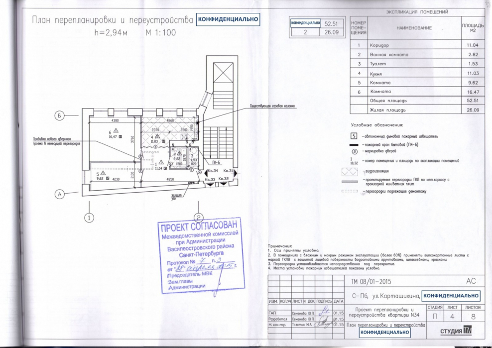 Проект перепланировки согласован