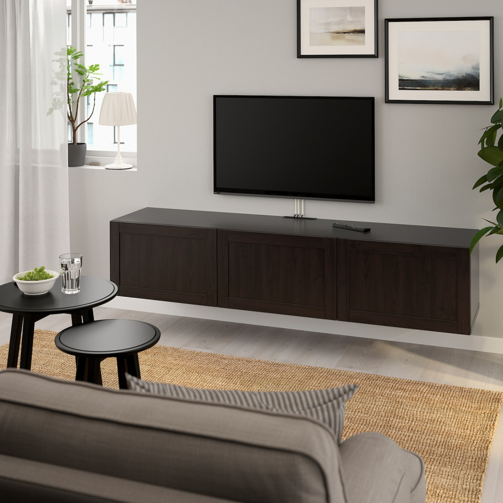 БЕСТО тумба под ТВ, Ханвикен белый