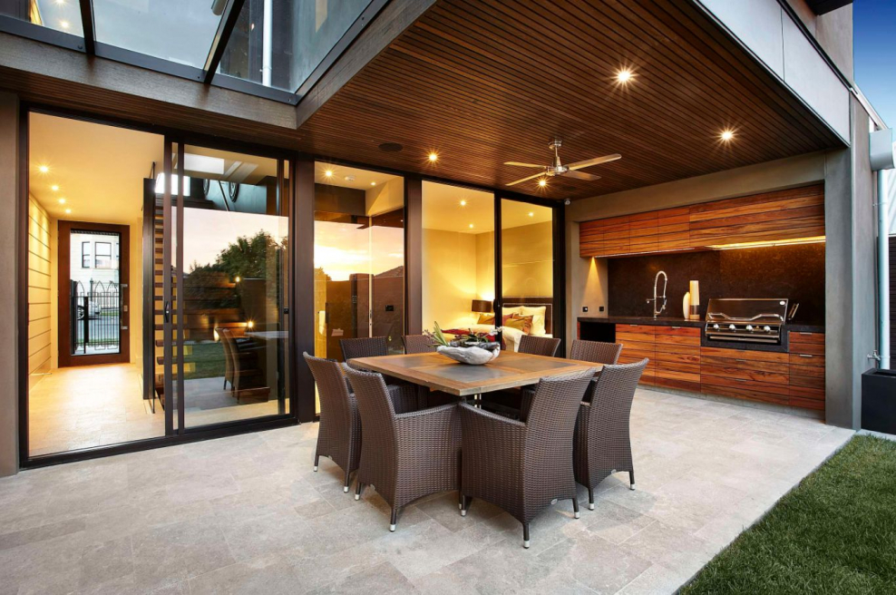 Терраса с барбекю современный стиль