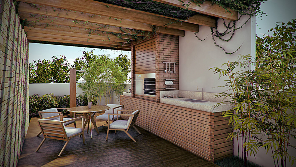 Планировка летней кухни с террасой